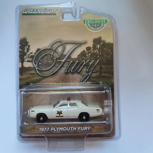 Diecast Alloy 1/64 1977 Plymouth Fury Police Car Model White Adult Classic Collection Static Display Souvenir Gift Boy Toy