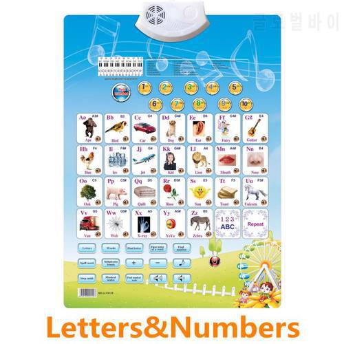 Electronic Interactive Alphabet Wall Chart, Talking ABC & 123s & Music Poster 77HD