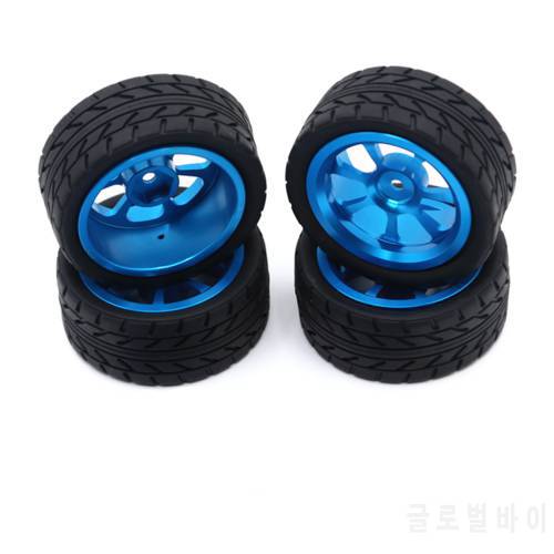 For Wltoys 144001 144002 124016 124017 124019 124018 RC Car Parts 65mm Metal Wheel Rim + High Grip Rubber Tires Tyres