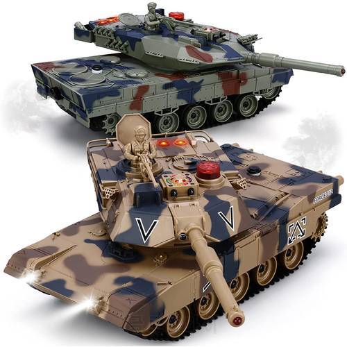 Remote Control Tank for Boys RC Tank with Smoke Effect Lights Realistic Sounds 1:24 M1A2 Battle Tank Toy with Life Indicators
