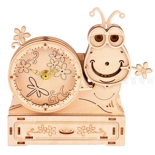 FEOOE Wooden Jigsaw Puzzle Irregular Wooden Animal Jigsaw Puzzle Snail&39s Home Clockwork Music Box Penholder CJ