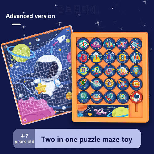 Game Intellectual Maze Digital Huarong Road Unlocking Toys Puzzle Maze Walking Beads Two In One Toys Toy Pole And Rod