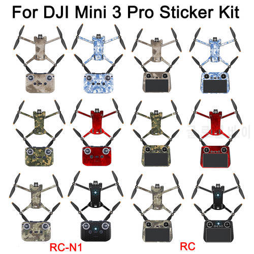 PVC Stickers for DJI Mini 3 Pro Accessories for DJI RC/DJI RC-N1 Remote Control Drone Body Sticker Anti-Scratch Waterproof Film