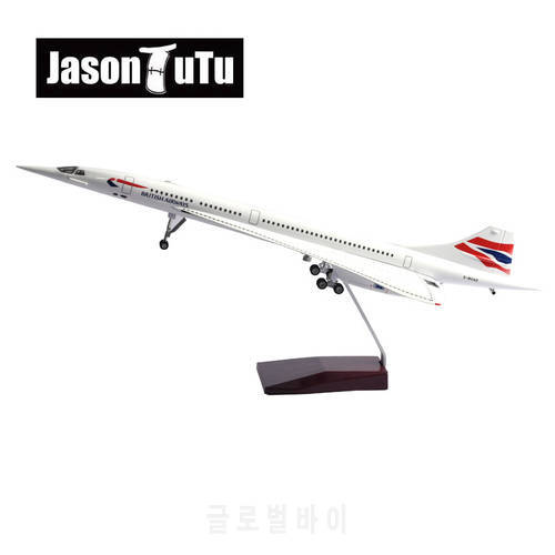 JASON TUTU 50cm Resin Diecast British Concord With Light & Wheel Plane Model Airplane Model Aircraft Dropshipping