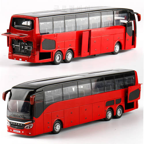 New product High quality 1:32 alloy pull back bus model,high imitation Double sightseeing bus,flash toy vehicle,free shipping