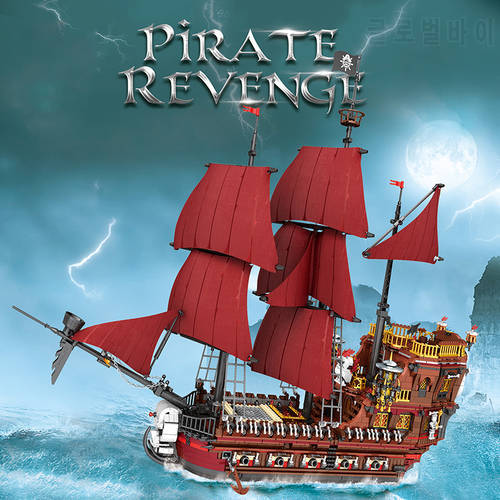 MOC Creative Expert Ideas Ship Pirate Revenge Royal Caribbeans Pirates Ship Blocks Bricks Model Building Blocks Movie Toys