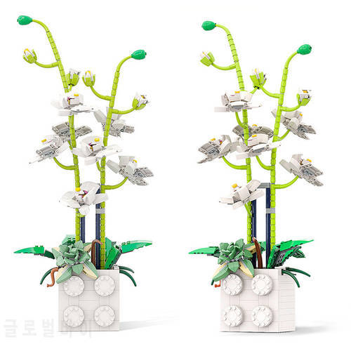 DIY Phalaenopsis Bonsai Plants MOC Potted Building Blocks Toys Bricks Kit Flower High-Tech Assembled Creative Home Ornament