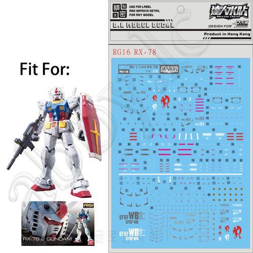 for RG 1/144 RX-78-2 RX-78 Kit D.L Model Master Water Slide Pre-cut Caution Warning Details Add-on Decal Sticker RG16 2.0 DL