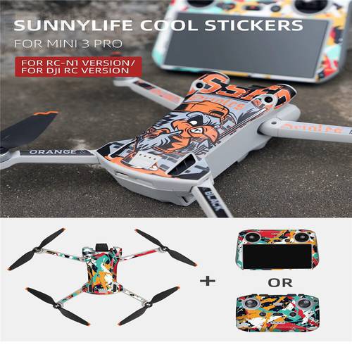 For DJI Mini 3 Pro Stickers Drone Body RC-N1 Remote Controller PVC Decals Stickers Scratch-proof Protective Film Set Accessories