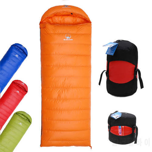 Winter Cold Weather Thermal Adult Regular 95% White Goose Down Sleeping Bag Sack Quilt With Hood For Backpacking Camping Hiking
