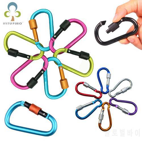 6Pcs Carabine Outdoor Kit Aluminum Alloy Survival Gear Camp Mountaineering Hook EDC Mosqueton Carabiner Camping Equipment GYH