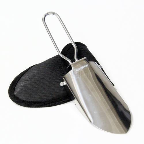 Ultimate Folding Portable Stainless Steel Hand Tool, perfect Trowel for backpacking, camping, outdoors, garden .w/Pouch