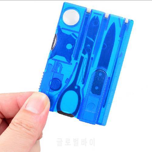 12 in 1 Outdoor Multifunction Pocket Military Card Suit Survival Tools With Pen/Light for Camping Hunting