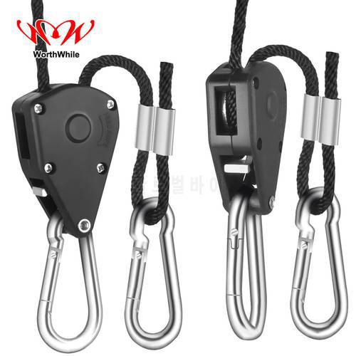 WorthWhile A Pair Camping Hiking Pulley Rope Ratchet Hanger Outdoor Tools EDC Survival Equipment Tent Light Hanging Hook