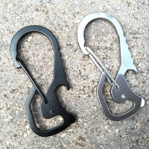 1 Pcs Stainless Steel Buckle Carabiner Keychain Waist Belt Clip Hook Multi-functional Key Ring Clip Outdoor Tools