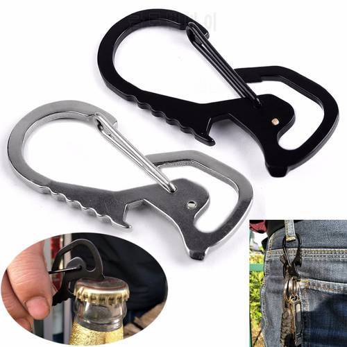 Stainless Steel Buckle Carabiner Keychain Hook Multi-functional Key Ring Clip Hang Keyring For Camping Hiking Hunting