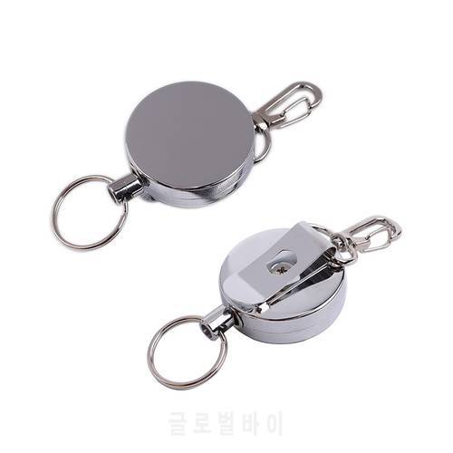 2 Piece/lot Full Metal Retractable Reel Recoil Pull Key Ring Chain Steel Wire Belt Clip Ski Pass ID Card Badge Key Holder