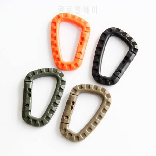 4pcs Tactical Carabiner Keychain Hard Polymer D Rings Light Weight Spring Snap Gear Clip Utility Hooks Backpack Hanging Buckle