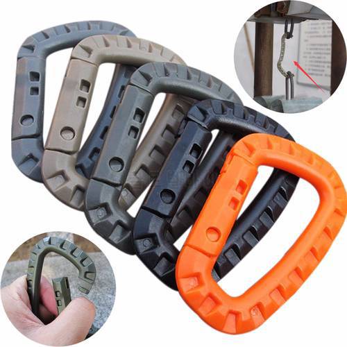 5pcs 8.5cm Tactical Backpack Buckle Fast Tactical Carabiner Plastic Hook D Shape Mosqueton EDC Gear For Outdoor Camping