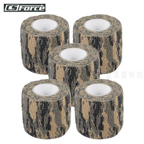 CS Force 5 Roll Camouflage Tape Self-adhesive Wrap Military Camo Stretch Bandage for Gun Rifle Camping Hunting Equipment