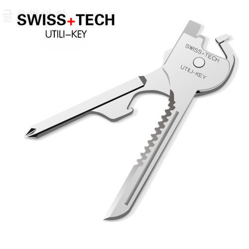 New SWISS TECH EDC 6 in 1 Stainless Steel Utili-Key Keychain Pocket Opener Cutter Screwdriver Multi Tools Camping Survival Kit