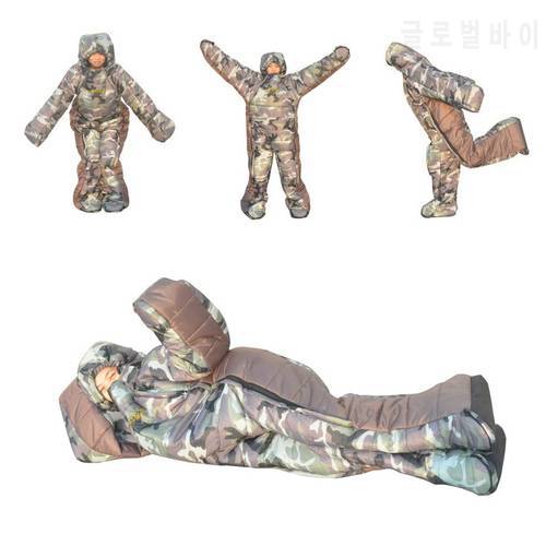 2022 New Comfortable Humanoid Cotton Sleeping Bag Camouflage Outdoor Camping Lazy Winter Backpacking Travel Hiking Equipment