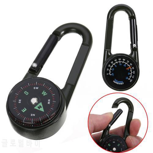 Multi-functional Mini 3in1 Carabiner Compass Thermometer Key Ring Snap Hook KeyChain Outdoor Camping Hiking Tool