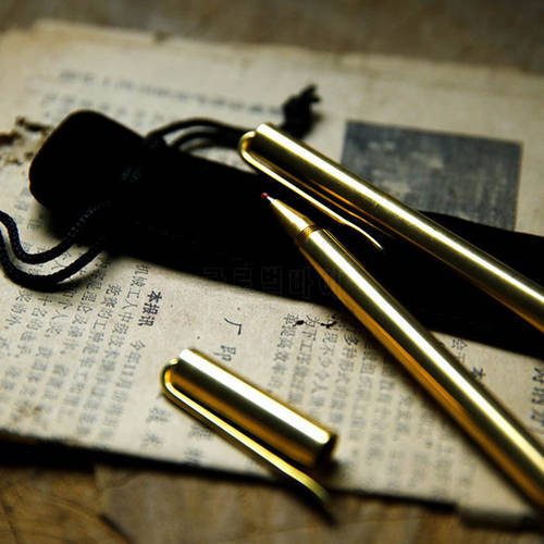 1PC EDC Retro Brass Gold Pen Pure Metal Pen By Hand Tactical Pen Copper Gift Pen Outdoor Survival Camping Glass Breaker Gear
