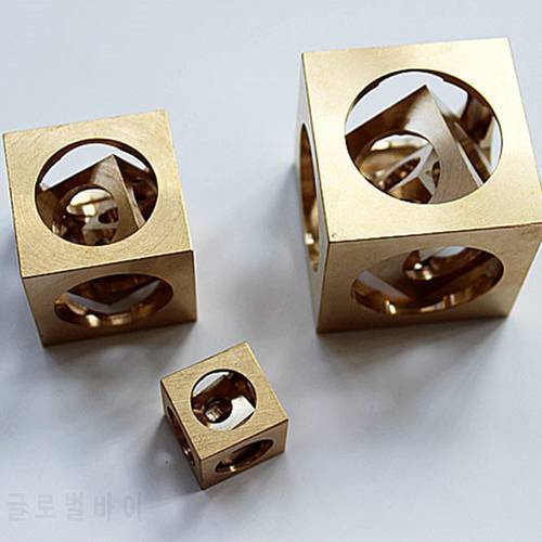 1PC EDC Brass Manual Lathe Processing Square Ball Decoration Tradesman Spirit Accessories Tools Outdoor Camping Equipment