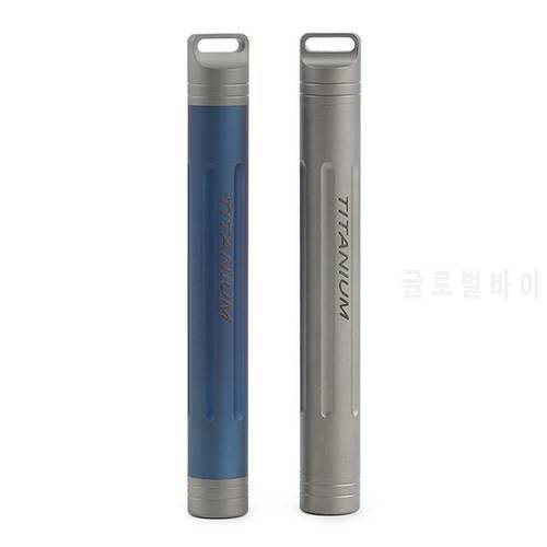 Blue Gray Titanium Alloy Seals Waterproof Toothpick-holder Earwax Spoon Canister Bottle EDC