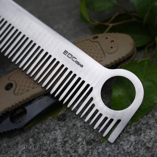 EDC Gear Hair Comb Stainless Steel Care Tactical Pocket Comb Outdoor Camping Tool Pure Titanium Material For Men And Women