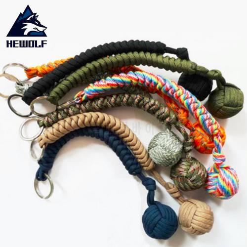 Outdoor Security Protecting Monkey Fist Self Defense Tool Lanyard Survival Key Chain For Girl Women Female 7 Colors