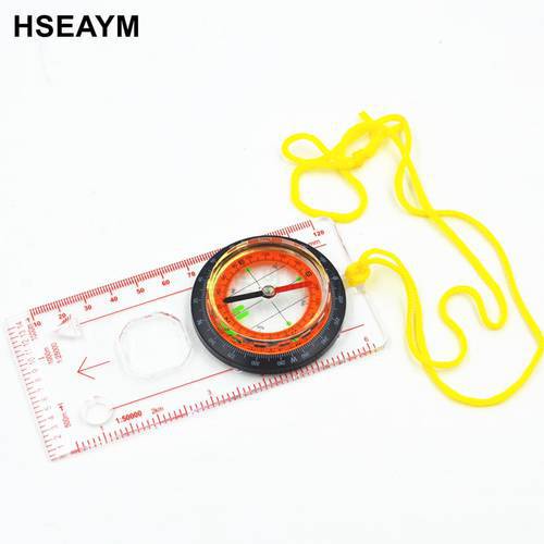 HSEAYM Map Drawing Scale Compass DC45-5C Survival Tool Buckle Car Camping Hiking Pointing Guide Portable Handheld Compass