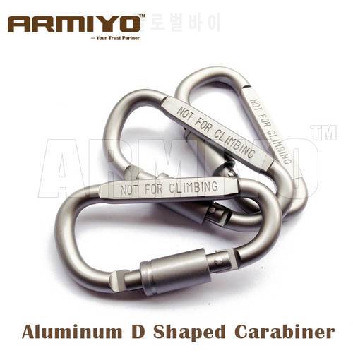 Armiyo Aluminum Alloy D Shaped Carabiner Screw Lock Bottle Hook Buckle Hanging Padlock Chain Clip Camping Hiking Kits
