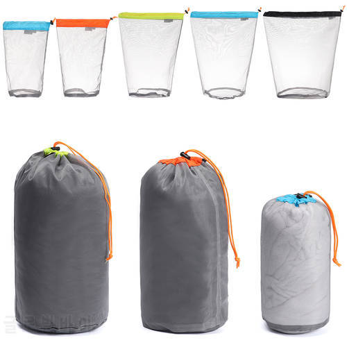 1Pcs Ultralight Mesh Stuff Sack Laundry Outdoor Bag Camping Sports Drawstring Storage Bag Hiking Tools Climbing Drawstring Bags