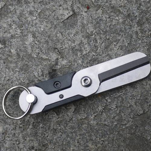 Steel Mini Survival Spring EDC Scissor Gadget Keychain Cutter Spring Gear Pocket Ring Fold Scissor Cut Latch Survival Kit Travel