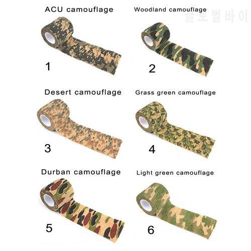 6 Rolls/LOT Self-adhesive Non-woven 5cmx4.5m Camouflage tape Waterproof Stealth Tape Multi-function outdoor tools