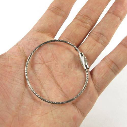 Hot Sale 10PCS 15cm Stainless Steel Wire Cable Carabiner Key Holder Organizer Ring Chain For Outdoor Camping EDC Survival Kit