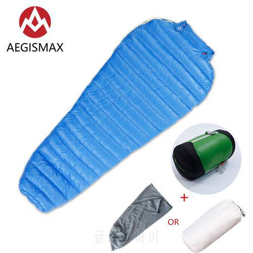 AEGISMAX Down Sleeping Bag M2 Filling 380g/420g 800FP Outdoor Ultralight Mummy Type White Goose Down Camping Winter Sleeping Bag