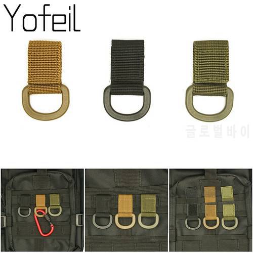 1Pc Tactical Multifunction Nylon Molle Webbing Belt D-Ring Carabiner Magic tape Hanging Keychain Backpack Hook molle buckle