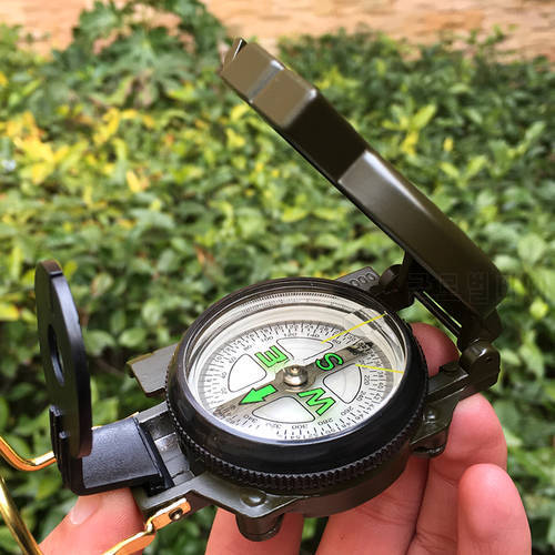 Portable Army Green Folding Lens Compass Metal Military Marching Lensatic Camping Compass Hot Selling
