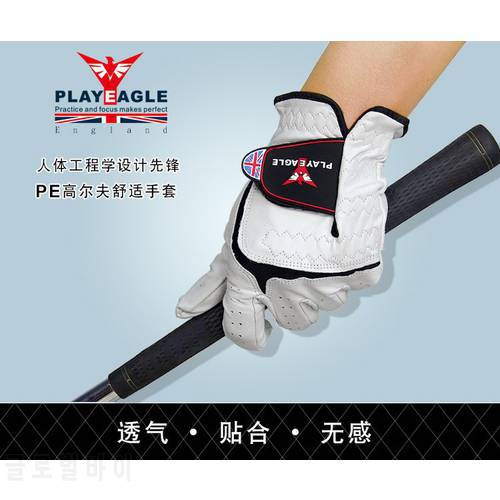 PLAYEAGLE Golf Glove Genuine Sheepskin Breathable Left Right Hand Leather Golf Sports Gloves For Men