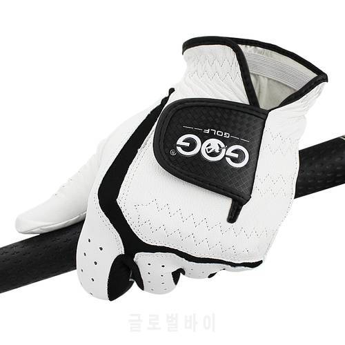 GOG Golf Gloves men Left Hand Sheepskin Leather White Sport Soft Breathable Glove For golfer male Free Shipping Dorpship 1 pcs