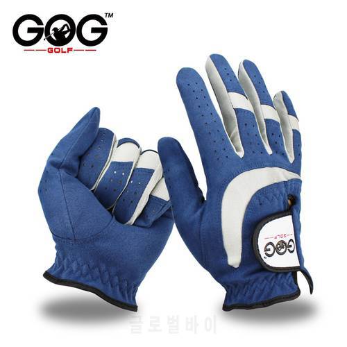 Pack 1 Pcs Mens Golf Glove Breathable Blue Micro Soft Fabric Left/Right LH RH Hand Non-Slip Gloves for Men