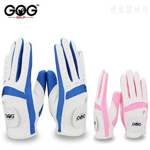Free shipping Genuine GOG golf gloves for children fabric cloth boy girl blue pink hands practice