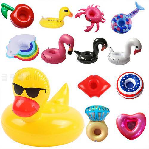 Hot Inflatable Swimming Pool Float Cup Drink Float Holder Flamingo Donut Pool Float Swimming Ring Party Toys Beach Accessories
