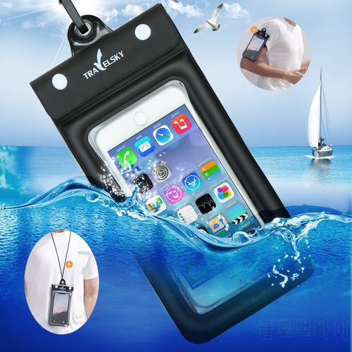 6.5 Inch Float Airbag Waterproof Swimming Bag Mobile Phone Case Cover Dry Pouch Universal Diving Drifting Riving Trekking Bags