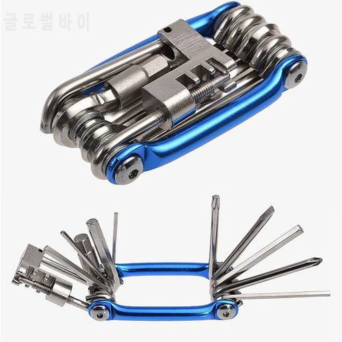 11/15 In 1 Folding Bicycle Tire Repair Kits Tool Multitool Bicycle Wrench Screwdriver Chain Cutter Cycling Tools Set Accessories