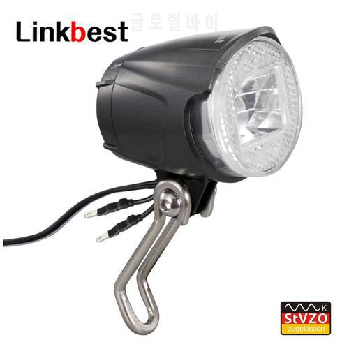 Linkbest Headlight Led Bicycle Light Ebike Light Stvzo Approved Bike Lamp Cree Led 40 Lux Waterproof IPX5 Hub Dynamo Escooter