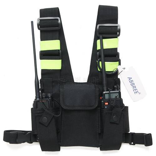 Abbree Chest Harness Front Pack Pouch Holster Carry Case for Baofeng UV-5R UV-82 UV-9R UV-XR TYT TH-UV8000D MD-380 Walkie Talkie